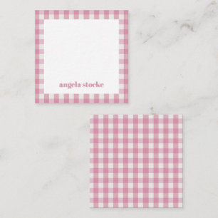 Personalized Pink White Gingham Note Card