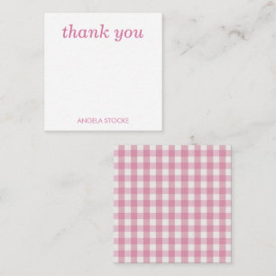 Personalized Pink White Gingham Note Card