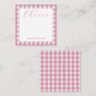 Personalized Pink White Gingham Note Card