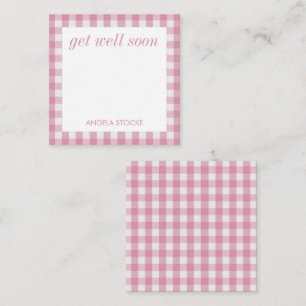 Personalized Pink White Gingham Note Card