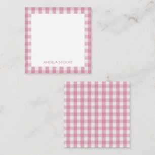 Personalized Pink White Gingham Note Card