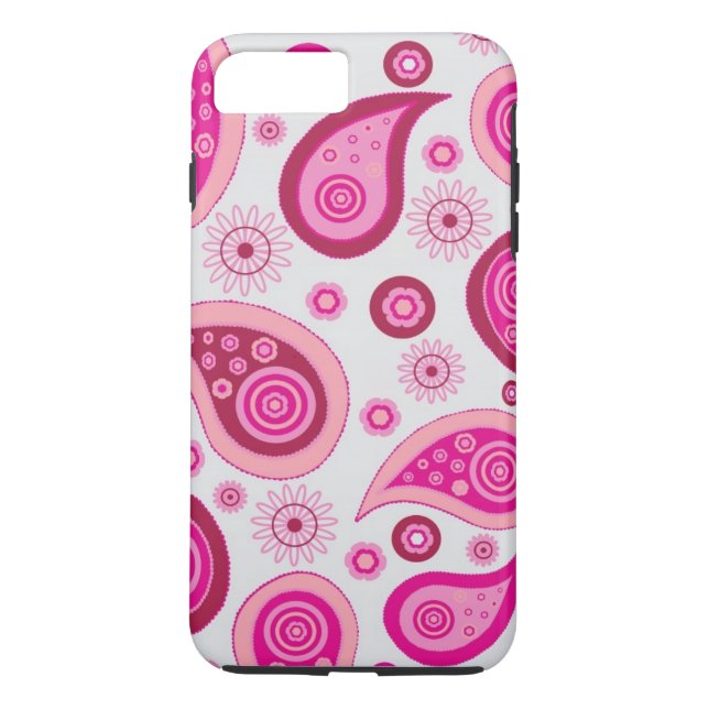 Personalized Pink & White Girly Paisley Case-Mate iPhone Case (Back)