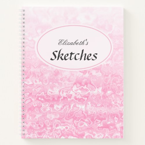 Personalized Pink White Marble Sketch Notebook