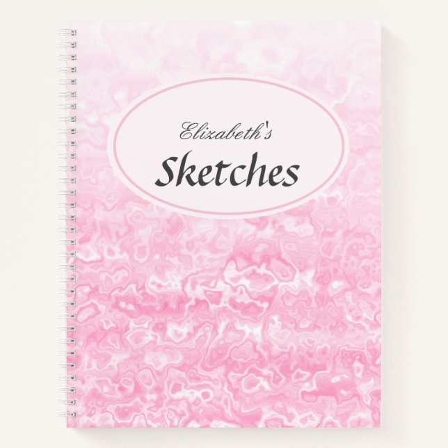 Personalized Pink White Marble Sketch Notebook (Front)