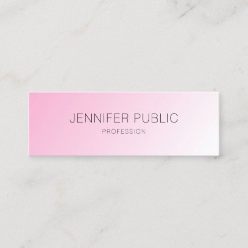 Personalized Pink White Modern Elegant Simple Mini Business Card