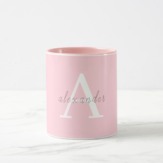 Personalized Pink white monogram with Your name Mug (Creator Uploaded)