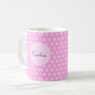 Personalized Pink White Starburst Flowers  Coffee Mug