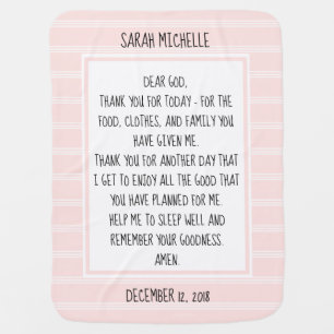Personalized, Pink/White Stripe, Nighttime Prayer Baby Blanket