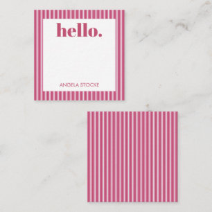 Personalized Pink White Stripe Note Card