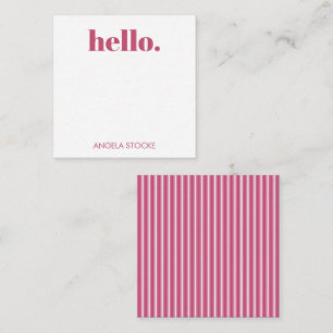 Personalized Pink White Stripe Note Card