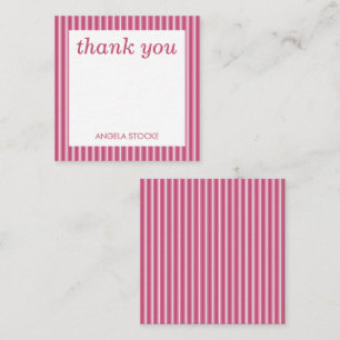 Personalized Pink White Stripe Note Card