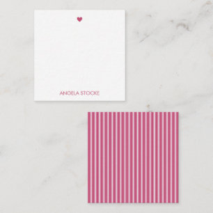 Personalized Pink White Stripe Note Card