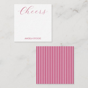 Personalized Pink White Stripe Note Card