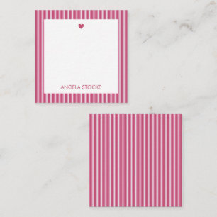 Personalized Pink White Stripe Note Card