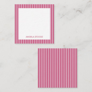 Personalized Pink White Stripe Note Card