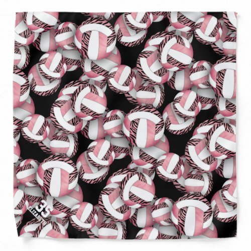 Personalized pink white zebra accent volleyballs bandana