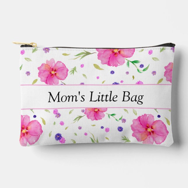Personalized Pink Wildflower Watercolor Pouch  (Front)