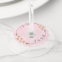 Personalized Pink Wine Glass Tags for Wedding Cele