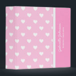 Personalized: Pink With White Heart Binder<br><div class="desc">Add your name and your schools name to this cute Personalized: Pink With White Heart Binder</div>