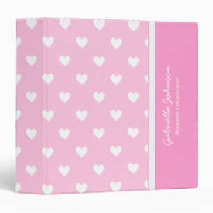 Personalized: Pink With White Heart Binder
