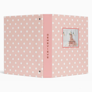 Personalized Pink with White Polka Dots 3 Ring Binder