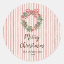 Personalized Pink Wreath Christmas