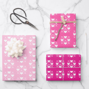 Personalized Pink XOXO Couple Wedding, Anniversary Wrapping Paper Sheets