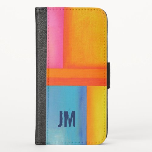 Personalized _ Pink Yellow Blue Abstrac iPhone X Wallet Case