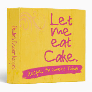 Personalized Pink Yellow Cake Dessert Recipe 3 Ring Binder