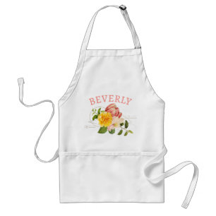Personalized Pink Yellow Floral Apron for Cooking