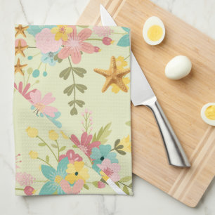 Personalized Pink Yellow Green Florals Kitchen Towel