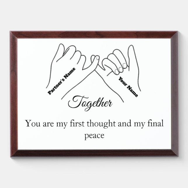 Personalized Pinky Promise Couple - Together  Award Plaque (Horizontal)