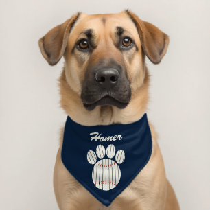 Personalized Pinstripe Baseball Paw Print  Pet Bandana Collar