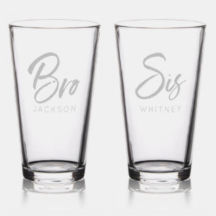 Personalized Pint Glass Custom Sibling Gift Set