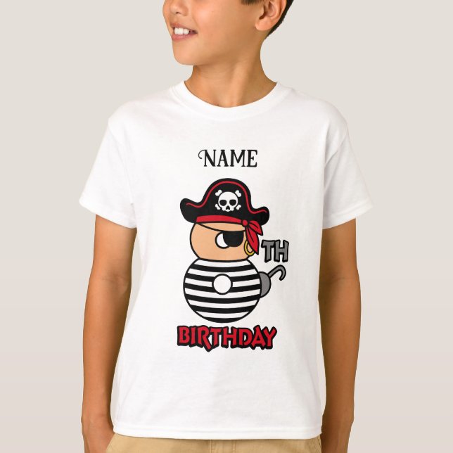 Personalized Pirate 8th birthday t-shirt (Front)