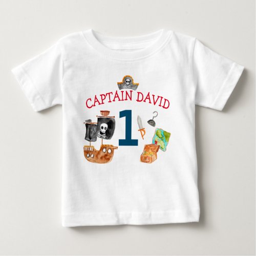 Personalized Pirate Baby Boy First Birthday Baby T_Shirt