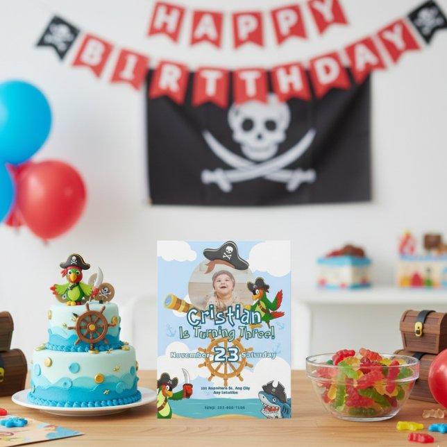 Personalized Pirate Birthday Party Invitation Postcard (Creator Uploaded)