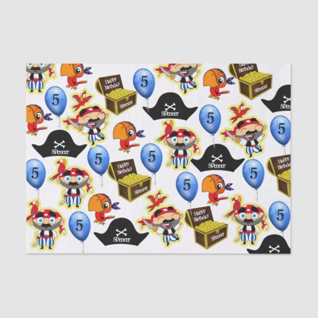 Personalized Pirate Birthday Tissue Paper (Front)