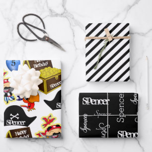 Personalized Pirate Birthday Wrapping Paper Sheets