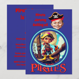 Personalized Pirate Boy on Ship Artwork Invitation