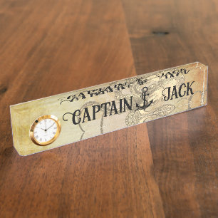 Personalized Pirate Captain Desk Name Plate