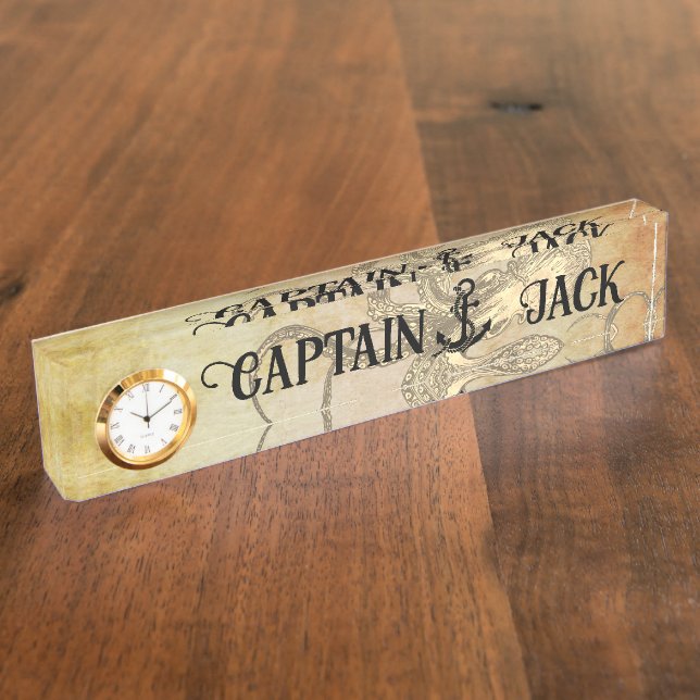 Personalized Pirate Captain Desk Name Plate (Side)