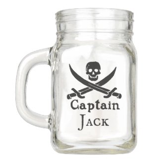 Personalized Pirate Captain Mason Jar