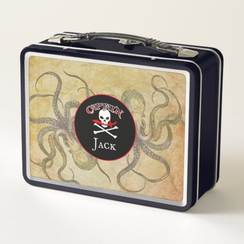 Personalized Pirate Captain  Metal Lunch Box