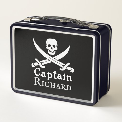 Personalized Pirate Captain Metal Lunchbox