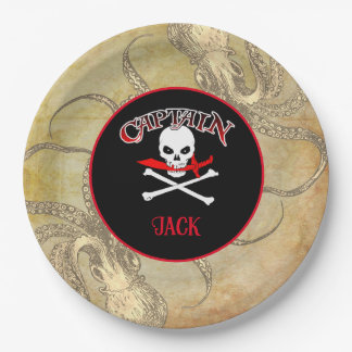 Personalized Pirate Captain Paper Plates