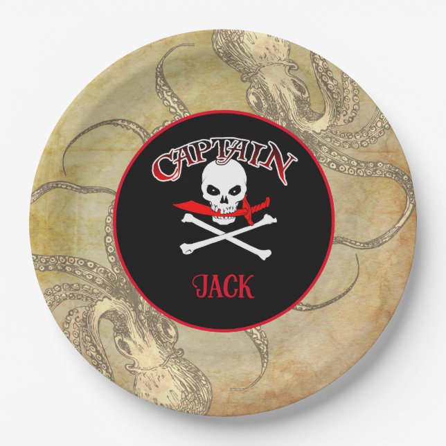 Personalized Pirate Captain  Paper Plates (Front)
