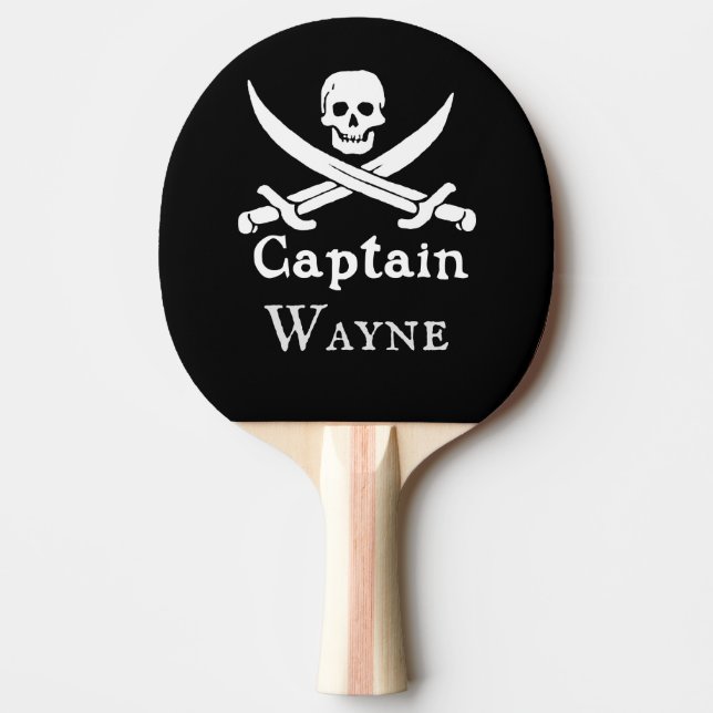 Personalized Pirate Captain Ping Pong Paddle (Front)