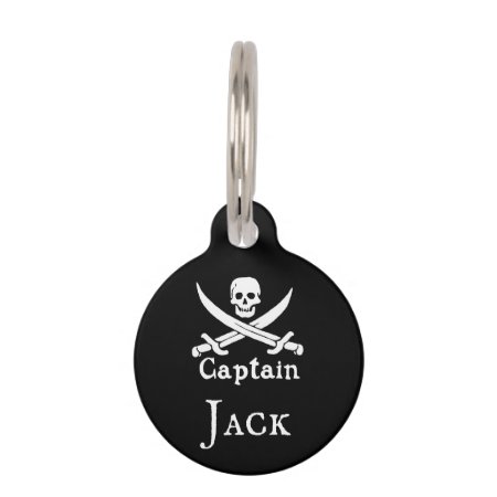 Personalized Pirate Captain Round Pet Tag