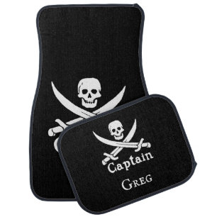 Personalized Pirate Captain Set of Car Mats